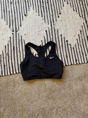 Nike Black Racerback High-Support Sports Bra with White Swoosh